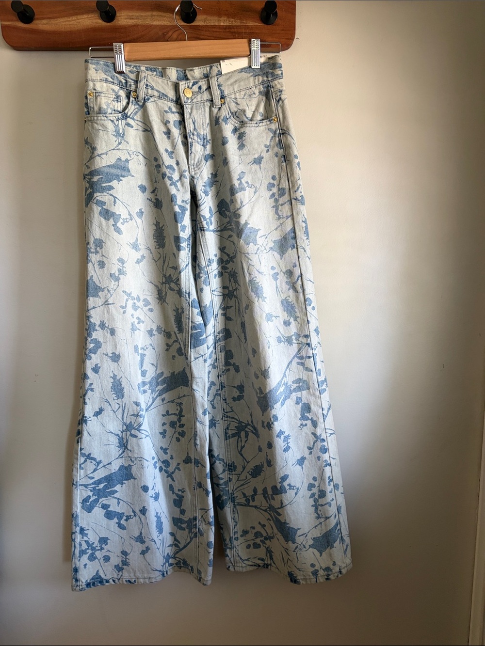 BDG Light Blue Floral Wide Leg Jeans